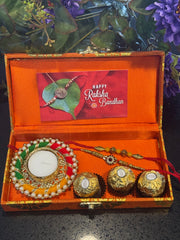 Rakhi Gift Hamper in Premium Brocade Box – Raksha Bandhan Gift Set