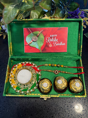 Rakhi Gift Hamper in Premium Brocade Box – Raksha Bandhan Gift Set