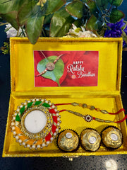 Rakhi Gift Hamper in Premium Brocade Box – Raksha Bandhan Gift Set