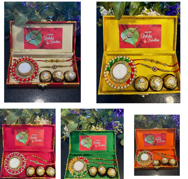 Rakhi Gift Hamper in Premium Brocade Box – Raksha Bandhan Gift Set