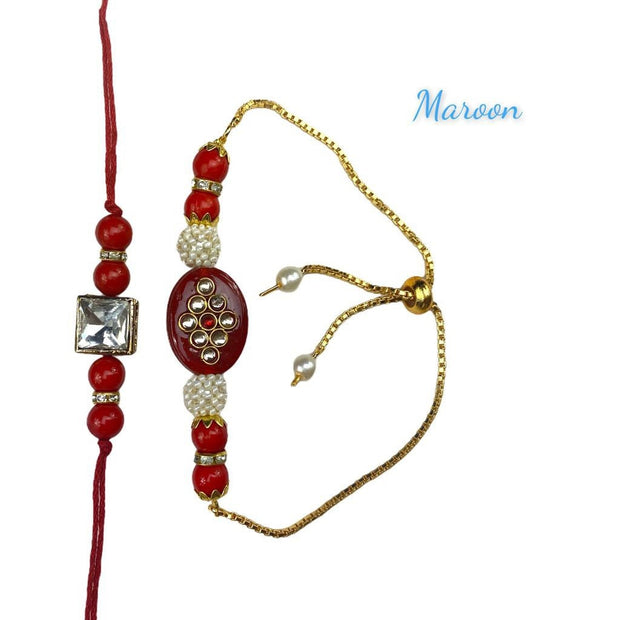 Handmade Rakhi set for bhai bhabhi/ Kids/ bhai / bhabhi/ Wedding Bridal Ganneh -Gana/ Mauli /Piti Vatna Religious Wrist Red Thread/