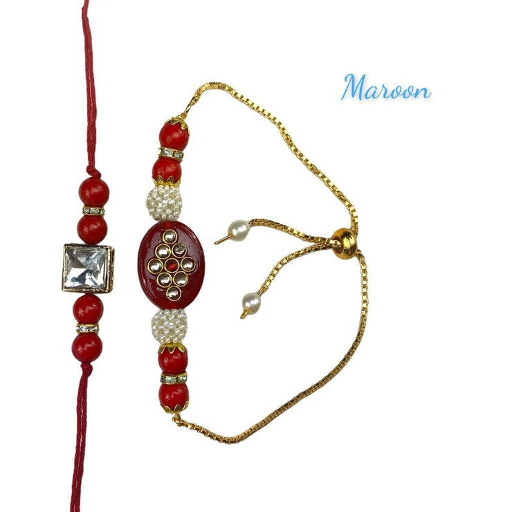 Handmade Rakhi set for bhai bhabhi/ Kids/ bhai / bhabhi/ Wedding Bridal Ganneh -Gana/ Mauli /Piti Vatna Religious Wrist Red Thread/