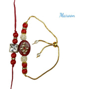 Handmade Rakhi set for bhai bhabhi/ Kids/ bhai / bhabhi/ Wedding Bridal Ganneh -Gana/ Mauli /Piti Vatna Religious Wrist Red Thread/