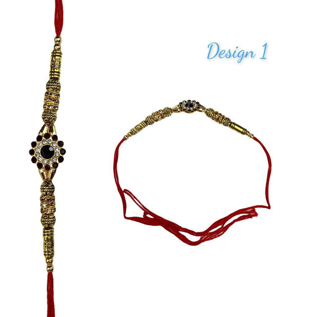 Set of 2 rakhis, american diamond Rakhi/ Rakhi for brother/ Wedding Bridal Ganneh -Gana/ Ganna/ Mauli / Poojan Thread/ Rakhri