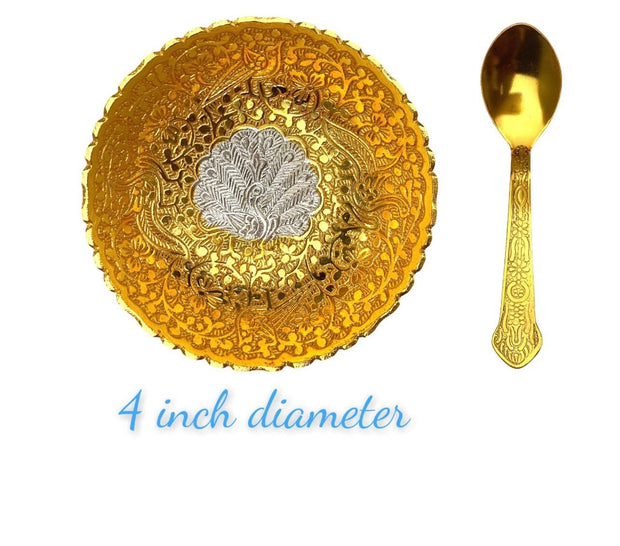 German Silver Gold Bowl Set, Diwali gifts,Housewarming return gifts/Indian favors/Indian Muslim Punjabi wedding favor/ baby shower Return