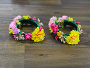 Set of 2 handmade floral bangles, Haldi ceremony, wedding favors, bangle ceremony, Indian bangles