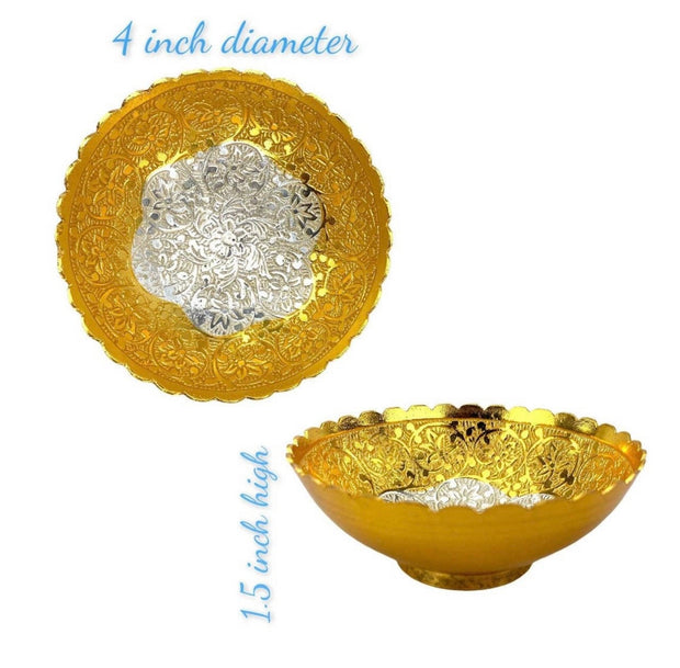 German silver gold bowl,Lohri favors, Housewarming gifts, Indian gifts, diwali gifts, Pooja favors,