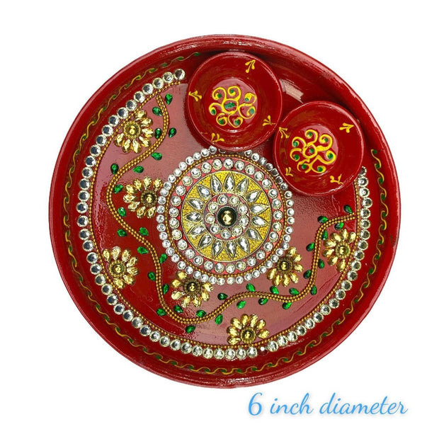 Rhinestone Pooja thali, Return gift, navratri pooja, Haldi thali, Diwali gift, Housewarming gift, Diwali pooja thali, pooja return gift