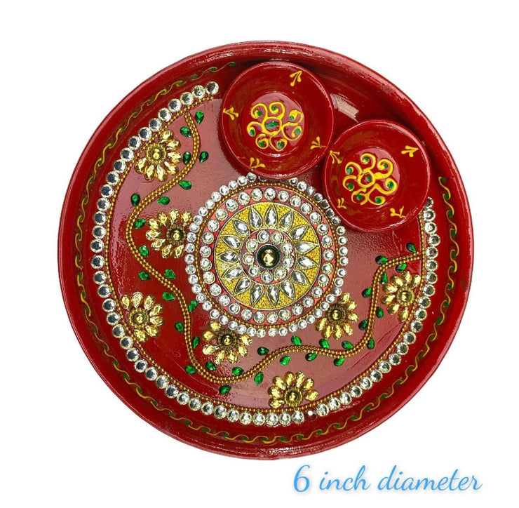 Rhinestone Pooja thali, Return gift, navratri pooja, Haldi thali, Diwali gift, Housewarming gift, Diwali pooja thali, pooja return gift