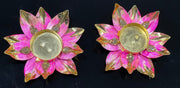 Set of two lotus flower candle holders, home decor, diwali decorations, wedding decorations, diwali gift ,navratri decorations