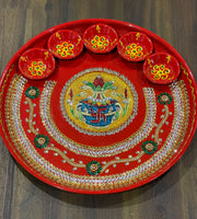 Pooja thali, diya Aarti plate, navratri pooja thali, haldi Kumkum thali, temple, mandir Pooja thali, diwali Pooja thali, Rhinestone thali