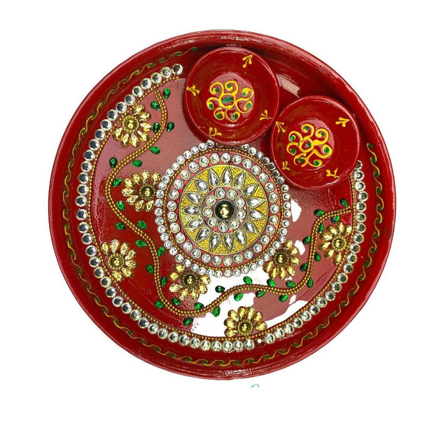 Rhinestone Pooja thali, Return gift, navratri pooja, Haldi thali, Diwali gift, Housewarming gift, Diwali pooja thali, pooja return gift