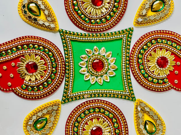 Kundan and pearl Rangoli set, diwali decorations. Wedding decorations, home decor, Diwali 2024