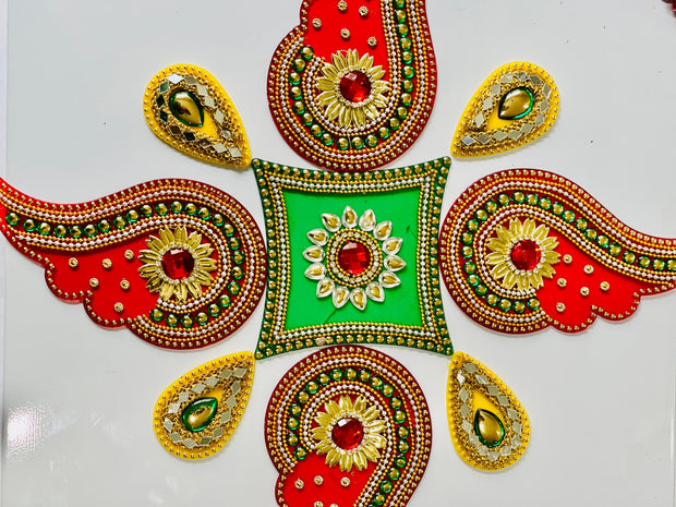 Kundan and pearl Rangoli set, diwali decorations. Wedding decorations, home decor, Diwali 2024