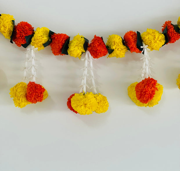 Tuber-rose and marigold toran, navrathri decorations, home decor, day of the dead,entry door decorations, housewarming decorations