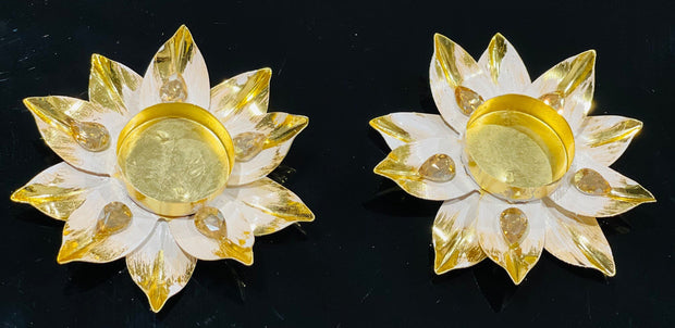 Set of two lotus flower candle holders, home decor, diwali decorations, wedding decorations, diwali gift ,navratri decorations