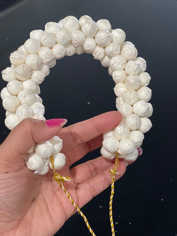 Artificial reusable plain white jasmine gajra, red and white, yellow rose and white , bharatnatyam dance hair accessory, Eid, gajray