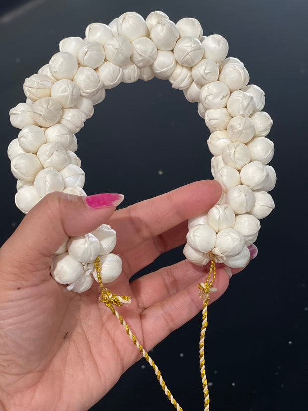 Artificial reusable plain white jasmine gajra, red and white, yellow rose and white , bharatnatyam dance hair accessory, Eid, gajray