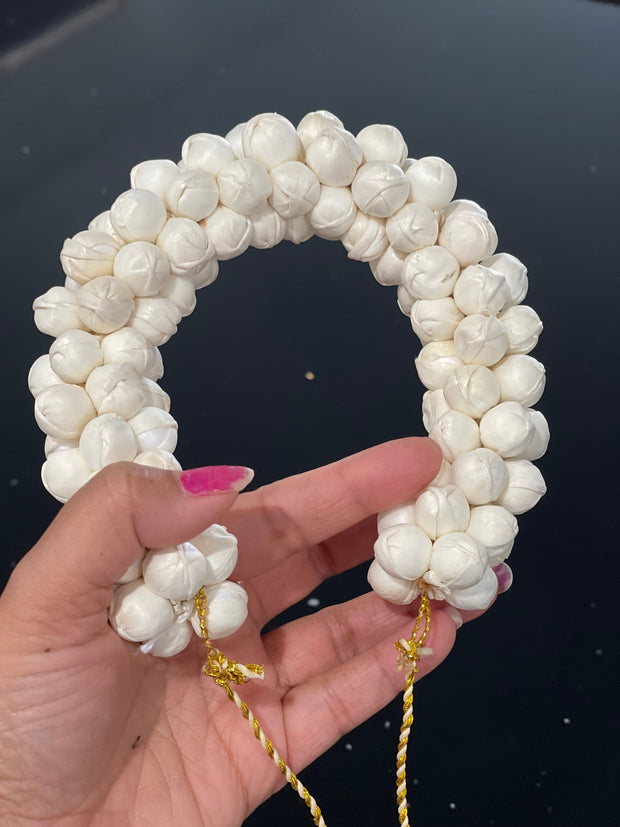 Artificial reusable plain white jasmine gajra, red and white, yellow rose and white , bharatnatyam dance hair accessory, Eid, gajray