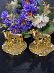 Return gifts, Favors, Kamdhenu cow and calf statue, gold plated metal cow calf idol, good luck, fortune, return gifts, housewarming gifts