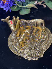 Return gifts, Favors, Kamdhenu cow and calf statue, gold plated metal cow calf idol, good luck, fortune, return gifts, housewarming gifts
