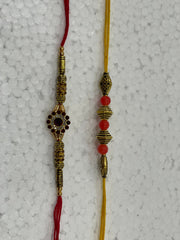 Set of 2 rakhis, american diamond Rakhi/ Rakhi for brother/ Wedding Bridal Ganneh -Gana/ Ganna/ Mauli / Poojan Thread/ Rakhri