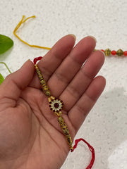 Set of 2 rakhis, american diamond Rakhi/ Rakhi for brother/ Wedding Bridal Ganneh -Gana/ Ganna/ Mauli / Poojan Thread/ Rakhri