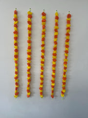 Pack of 5 Marigold flower strings baby shower decorations, holi decor, housewarming decorations, festive decor,paath, pooja& diwali decor
