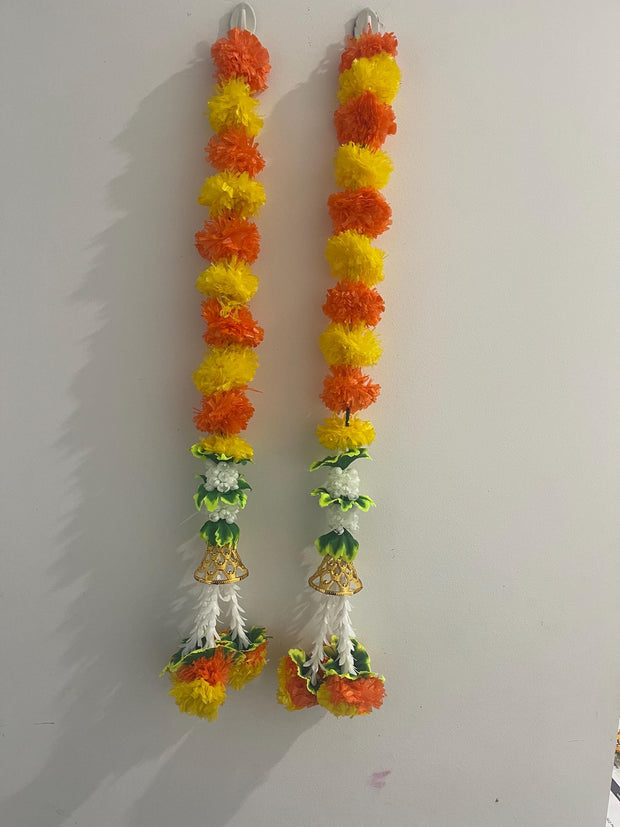 Set of 2 marigold mix strings, Diwali decorations, home decorations, housewarming decorations, Indian gifts and decorations