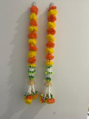 Set of 2 marigold mix strings, Diwali decorations, home decorations, housewarming decorations, Indian gifts and decorations