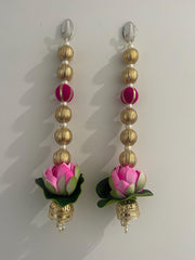 Handmade set of 2 Pearl and lotus strings, Diwali decorations, Lohri decorations, gifts, festive decorations, housewarming decorations