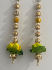 Handmade set of 2 Pearl and lotus strings, Diwali decorations, Lohri decorations, gifts, festive decorations, housewarming decorations