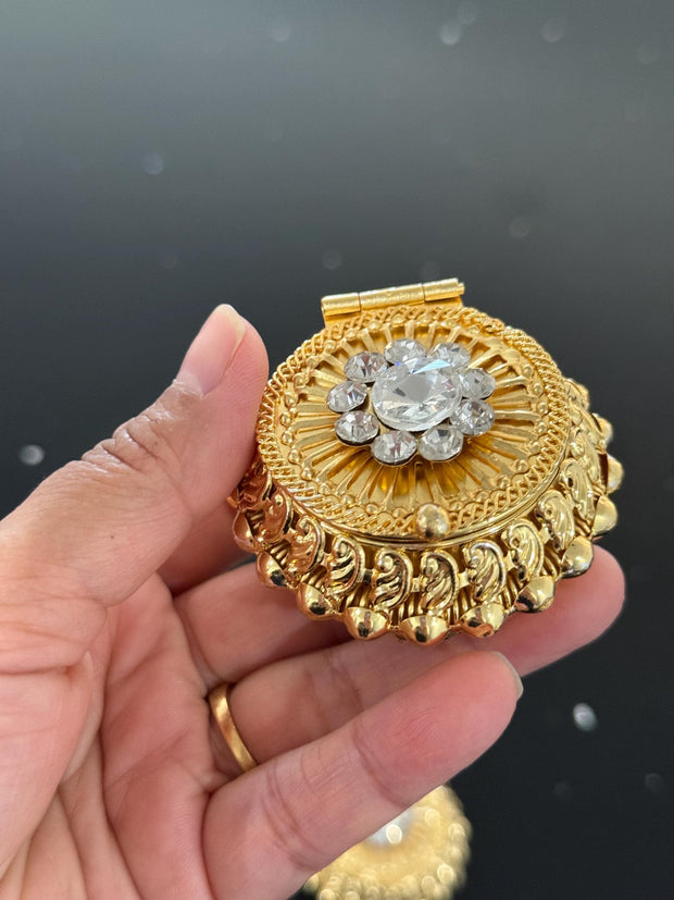 Golden Jewellery box, sindoor dabbi, Indian favor, Wedding favor, Pakistani wedding, pooja favor, Thamboolam, coin box, favors