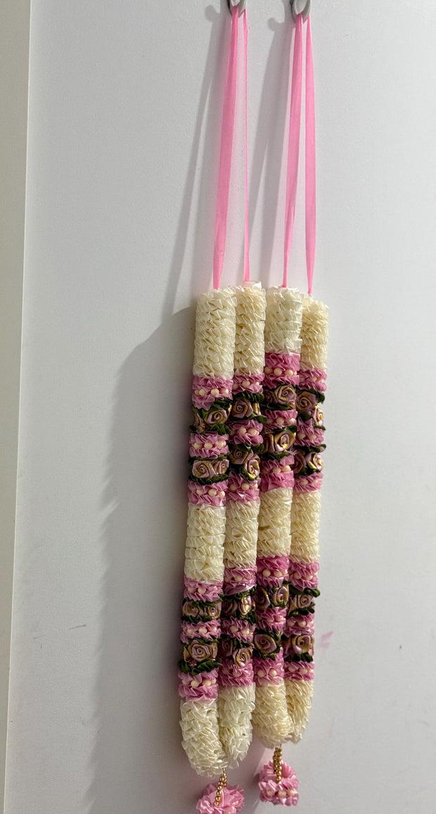 Set of 2 Artificial Wedding Garland, varmala, Statue idol haar, Nikah ceremony, Wedding Garland, marriage, haar, garland, Satin Pink Rose