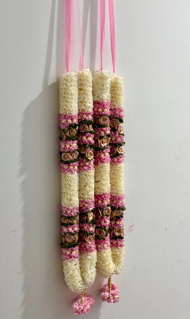 Set of 2 Artificial Wedding Garland, varmala, Statue idol haar, Nikah ceremony, Wedding Garland, marriage, haar, garland, Satin Pink Rose