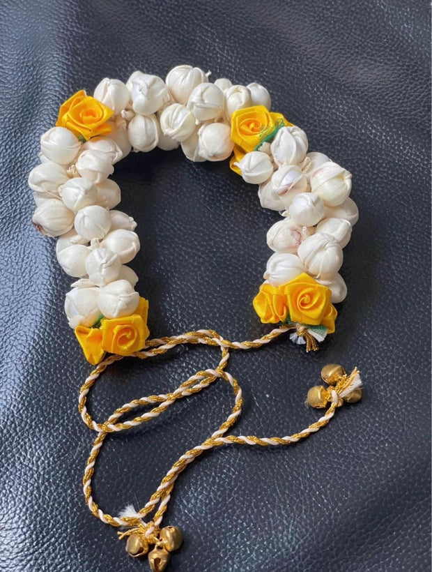 Artificial reusable plain white jasmine gajra, red and white, yellow rose and white , bharatnatyam dance hair accessory, Eid, gajray