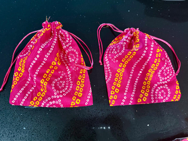 Set of 6 Bandhani Potlis/ bags /Multi Colour/Wedding Favor/Mehendi Favor/Bhaji Bag/ Ramadan favors, Return Gift Pooja, sweets, Eid favors