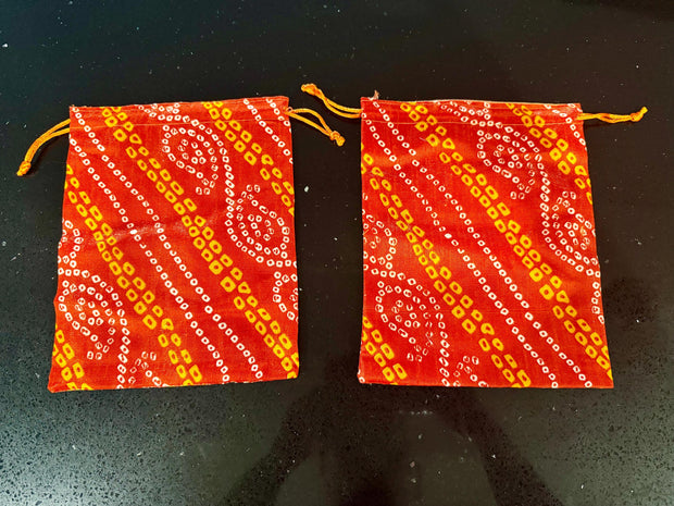 Set of 6 Bandhani Potlis/ bags /Multi Colour/Wedding Favor/Mehendi Favor/Bhaji Bag/ Ramadan favors, Return Gift Pooja, sweets, Eid favors