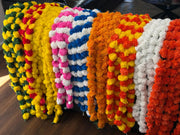 Pack of 5 Marigold flower strings baby shower decorations, holi decor, housewarming decorations, festive decor,paath, pooja& diwali decor