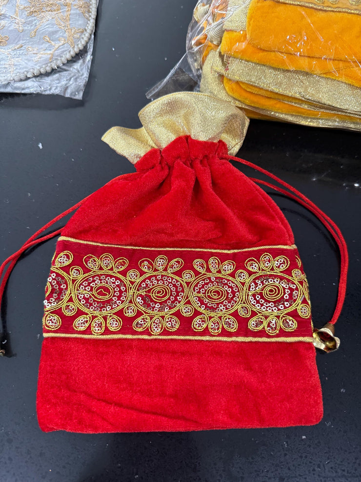 Velvet embroidered potli bag,potlis, potlis for gifts and favors, Eid favors, navratri gifts for kanjaks, housewarming, ugadi gifts