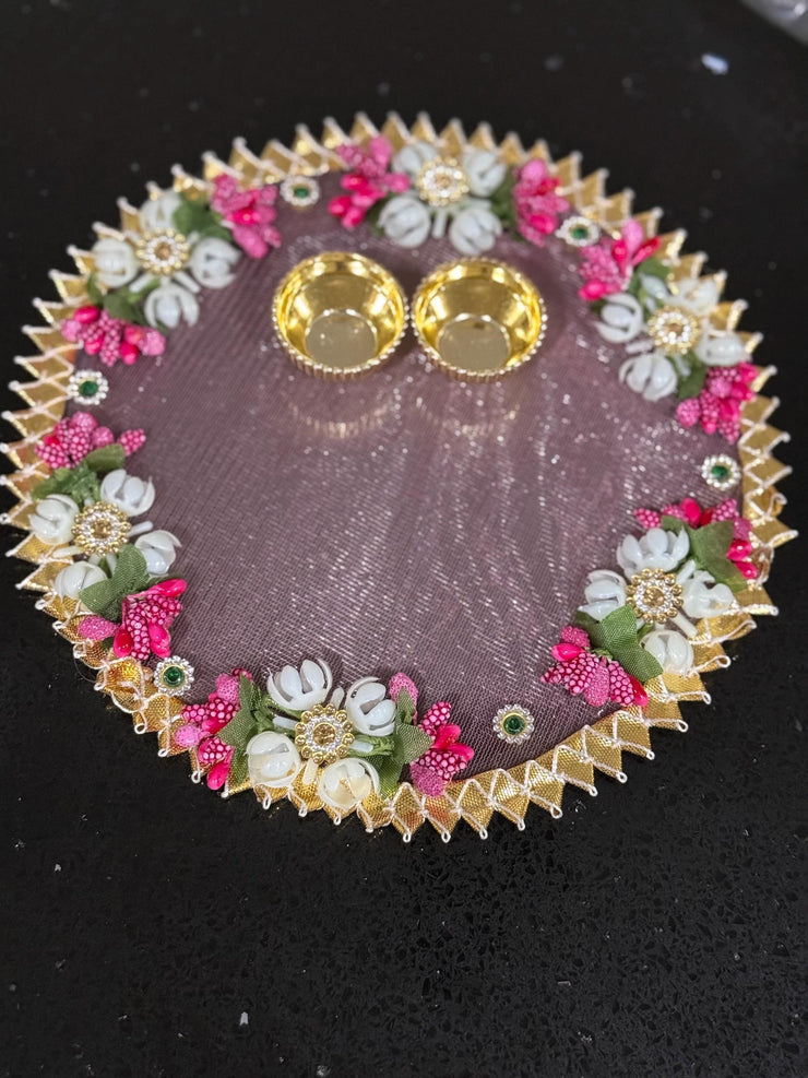 Decorative Handcrafted thali/ plate/haldi kumkum holder,babyshower gift, return gifts, housewarming gift,Pooja favors, eidi