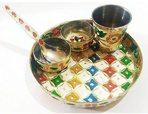 Ladoo gopal meenakari bhog thali for Pooja, bhog plate, prasad thali, pooja thali, navratri pooja, pooja plate for bhog purposes