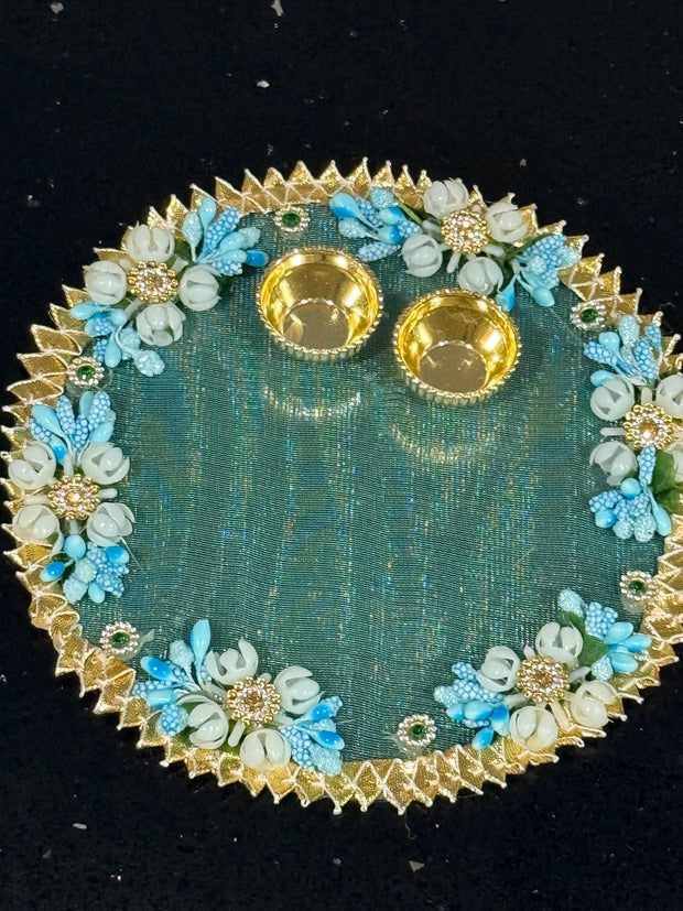 Decorative Handcrafted thali/ plate/haldi kumkum holder,babyshower gift, return gifts, housewarming gift,Pooja favors, eidi