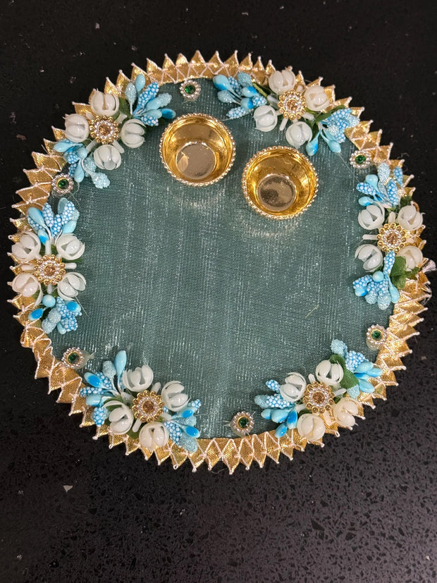 Decorative Handcrafted thali/ plate/haldi kumkum holder,babyshower gift, return gifts, housewarming gift,Pooja favors, eidi