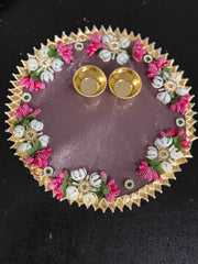 Decorative Handcrafted thali/ plate/haldi kumkum holder,babyshower gift, return gifts, housewarming gift,Pooja favors, eidi
