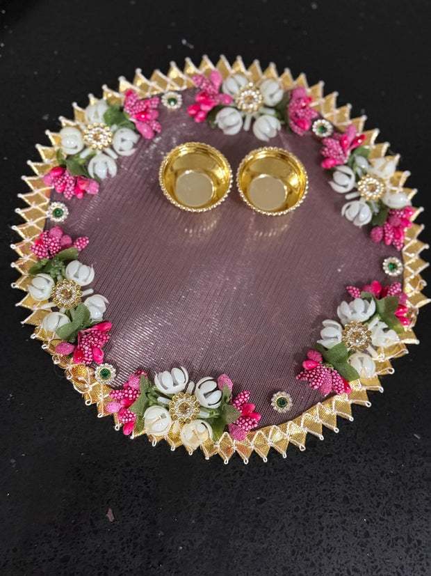 Decorative Handcrafted thali/ plate/haldi kumkum holder,babyshower gift, return gifts, housewarming gift,Pooja favors, eidi