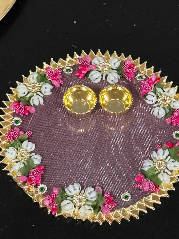 Decorative Handcrafted thali/ plate/haldi kumkum holder,babyshower gift, return gifts, housewarming gift,Pooja favors, eidi