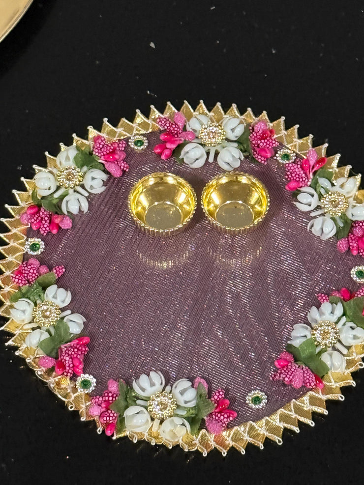 Decorative Handcrafted thali/ plate/haldi kumkum holder,babyshower gift, return gifts, housewarming gift,Pooja favors, eidi