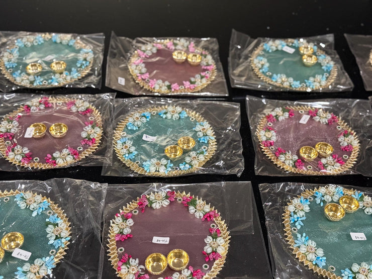 Decorative Handcrafted thali/ plate/haldi kumkum holder,babyshower gift, return gifts, housewarming gift,Pooja favors, eidi