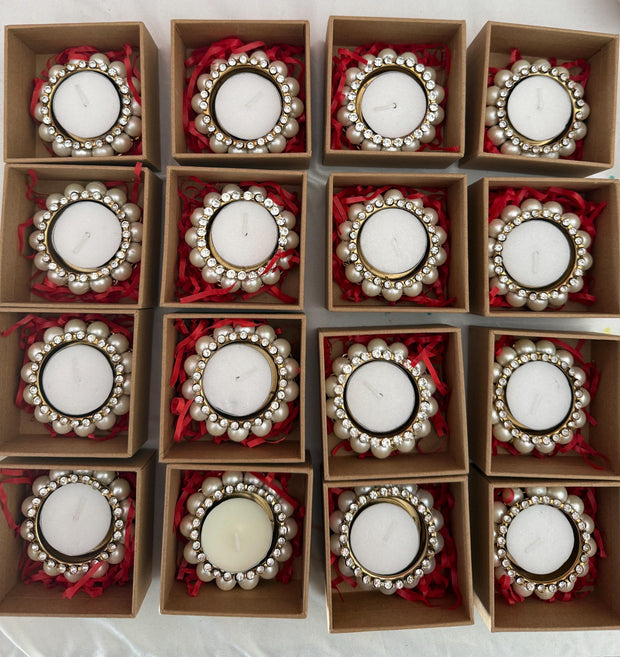 Pearl and stone candle holders for return gifts, favors or giveaways.. Perfect gift for housewarming, babyshower, graduation party favors